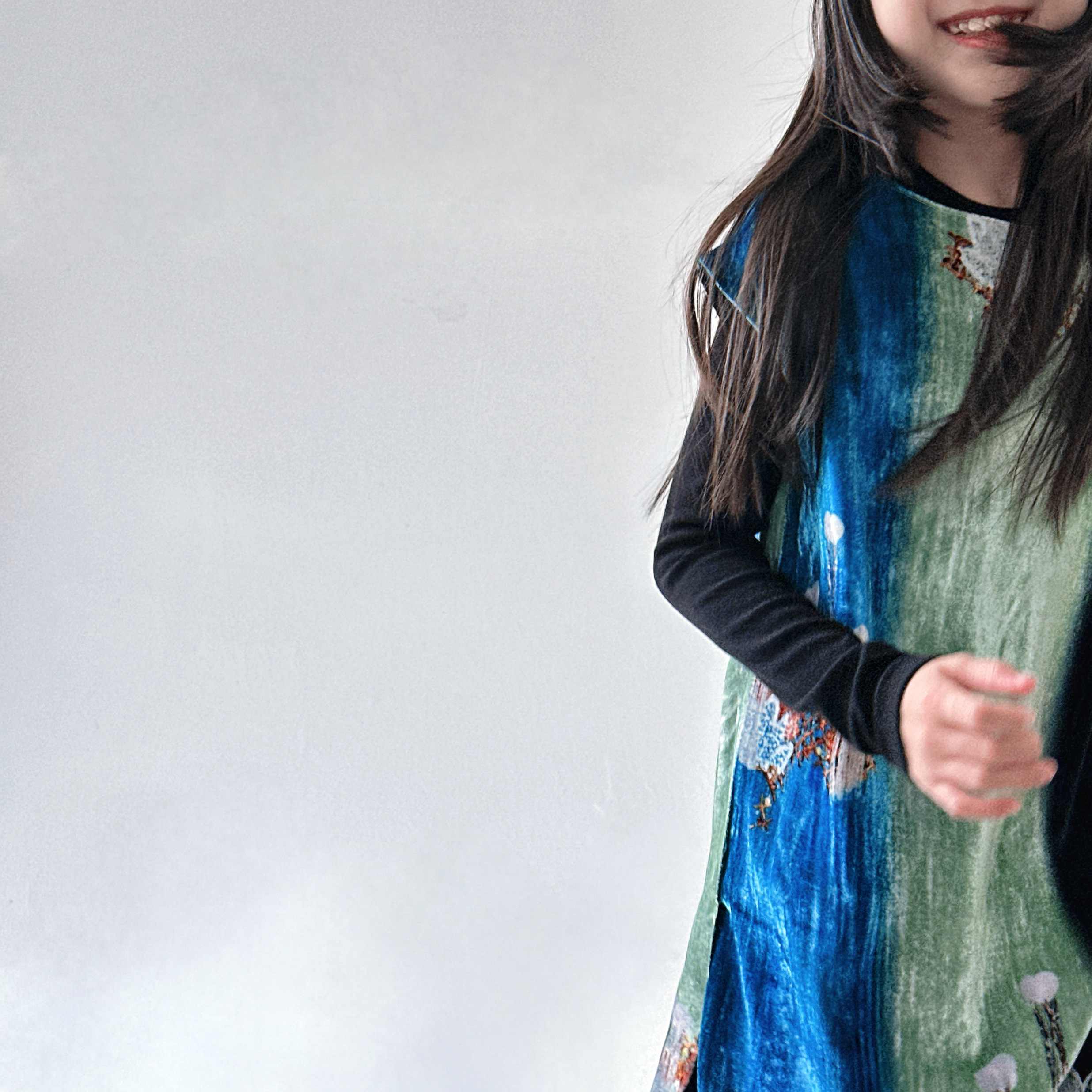 『阿那亚』小众重工渗透印100%桑蚕丝背心裙衣/半裙亲子 高级限定 - 图1