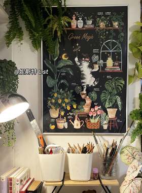 北欧INS风植物画 客厅装饰画现代玄关卧室挂画简约沙发背景墙壁画