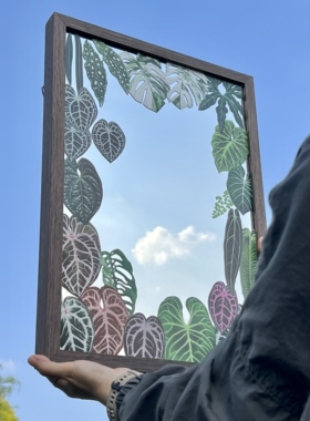 热带雨林 | 热植镜面画 实木框玻璃镜子客厅现代装饰画艺术化妆镜