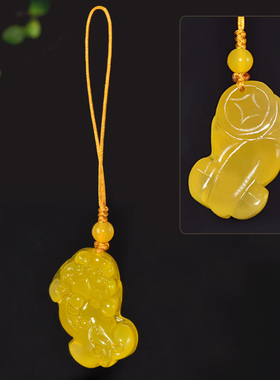 天然黄玉髓貔貅吊坠男女玛瑙