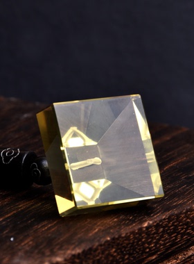 天然黄水晶印章吊坠小方章