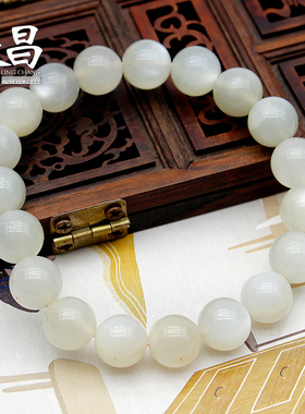 天然水晶白色月光石礼物生日手链