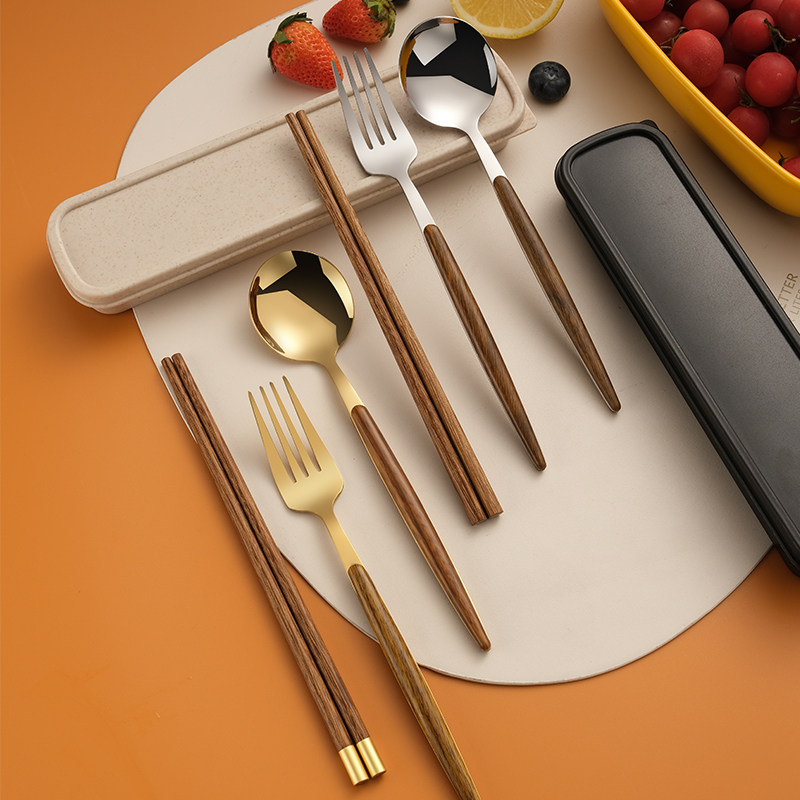 餐筷子勺子套装餐具便携三件套叉子 联购家居便携/折叠餐具