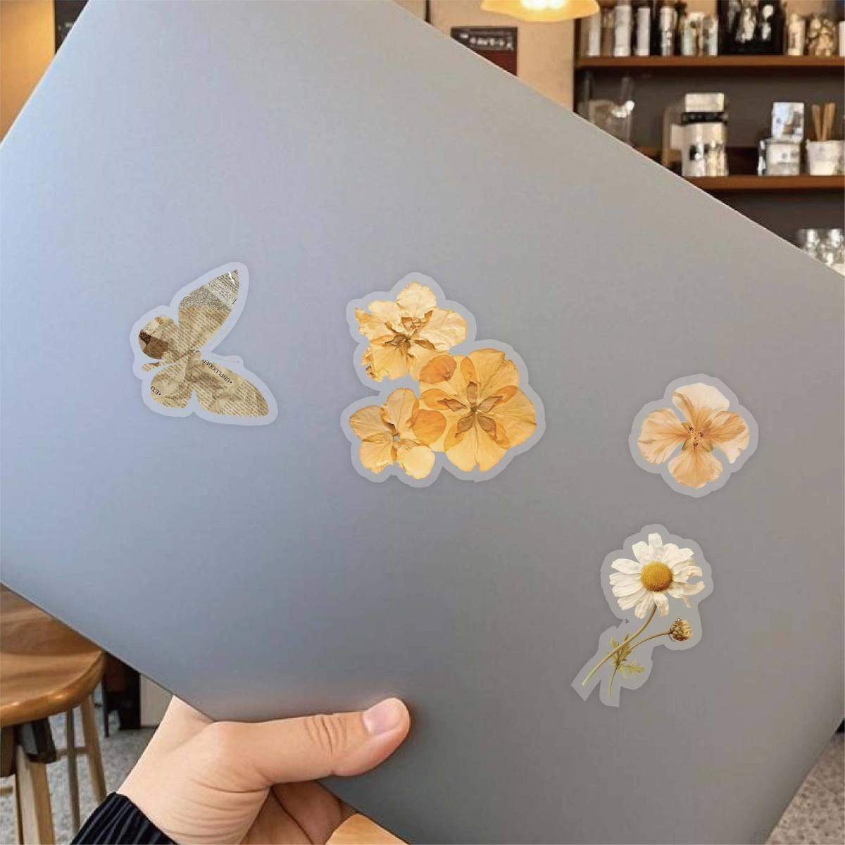 110张花朵树叶贴纸文艺复古防水干花仿真植物花卉透明diy手帐贴画,淘宝优惠券,粉丝福利购,淘宝优惠卷