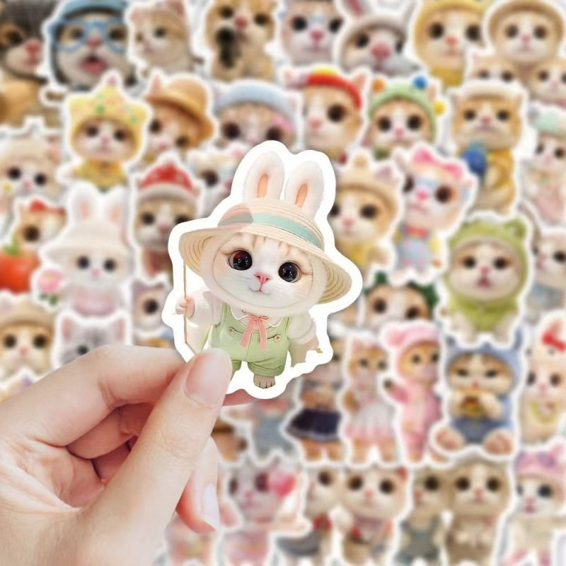 Cute cartoon kitten stickers for children's handbook decoration