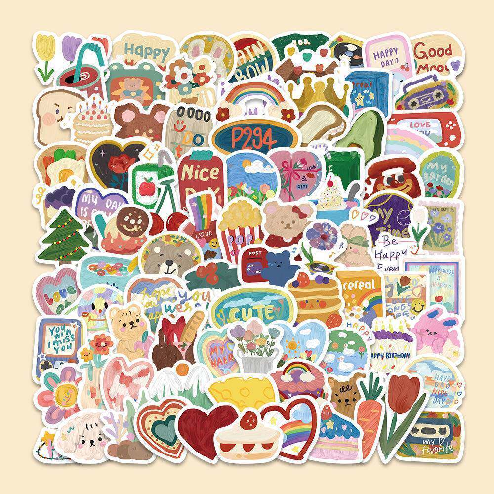Korean watercolor sticker notebook cute DIY