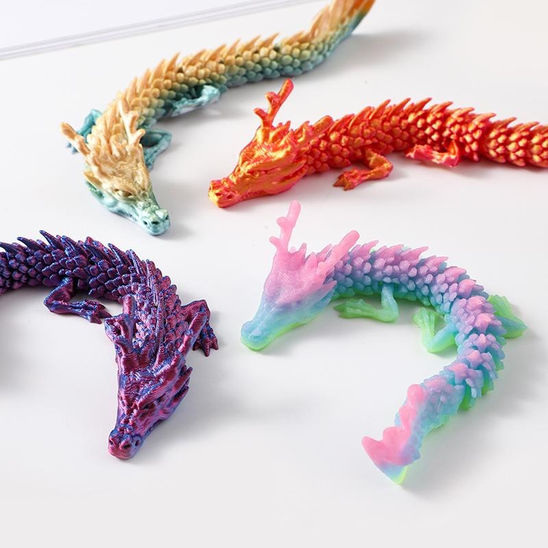 3D打印仿真动物模型玩具关节可动中国龙摆件儿童礼物鱼缸造景夜光 - 图2