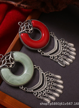 复古民族风流苏吊坠合金l国风服装配饰蒙古藏族额饰女衣服配饰品