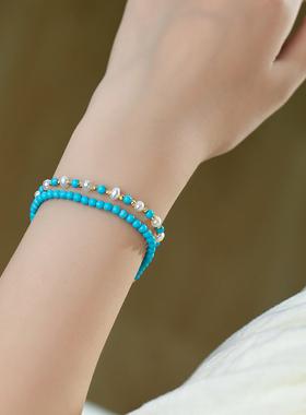 叠戴手链天然松石手链小众设计女