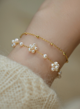 赛赛莉安淡水珍珠14k包金手链