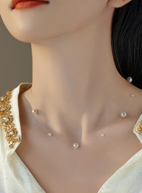 人鱼之泪满天星珍珠项链小众设计简约气质纯银锁骨ins2025年新款