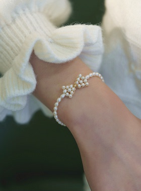 光泽小珍珠蝴蝶结不掉色手链