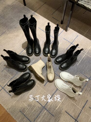 InkingPot彭姐 经典系带真皮短靴马丁靴女机车靴厚底大头靴秋冬新 - 图2