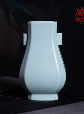 龙泉青瓷双耳贯瓶陶瓷花瓶仿古