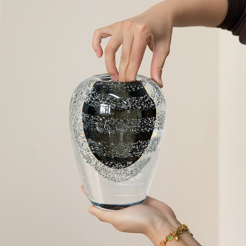 小众创意雨露内饰玻璃花瓶轻奢高级感透明插花摆件满天星鲜花装饰,淘宝优惠券,粉丝福利购,淘宝优惠卷