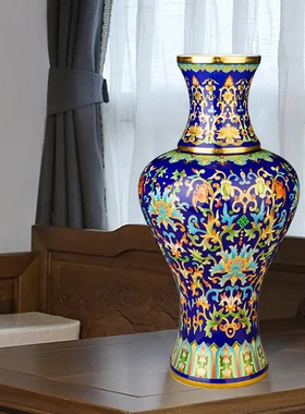 仿古珐琅彩描金大花瓶中式插花