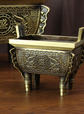 纯黄铜双龙盛鼎司母戊鼎铜鼎摆件