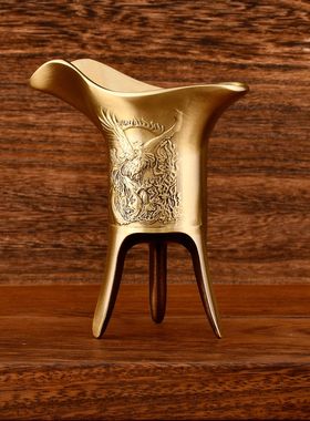 纯黄铜龙凤杯酒爵白酒杯酒樽酒具