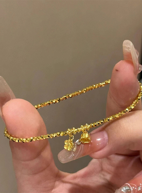 复古金色串珠铃兰花朵手链女