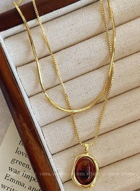 2025爆款琥珀叠戴毛衣链