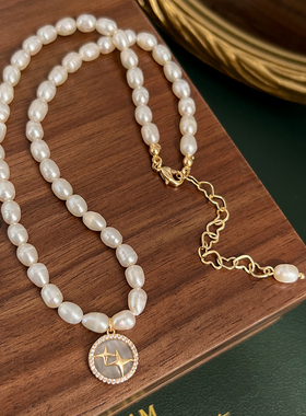 巴洛克珍珠吊坠项链女法式轻奢晚宴礼服锁骨链气质温柔小众配饰品