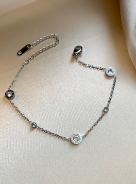 日韩锆石罗马数字手链女精致小众高级感手串轻奢百搭时尚手饰配饰