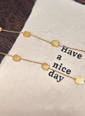 复古黄色kt猫手链女高颜值