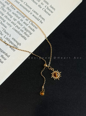 虎眼石太阳花项链女秋冬