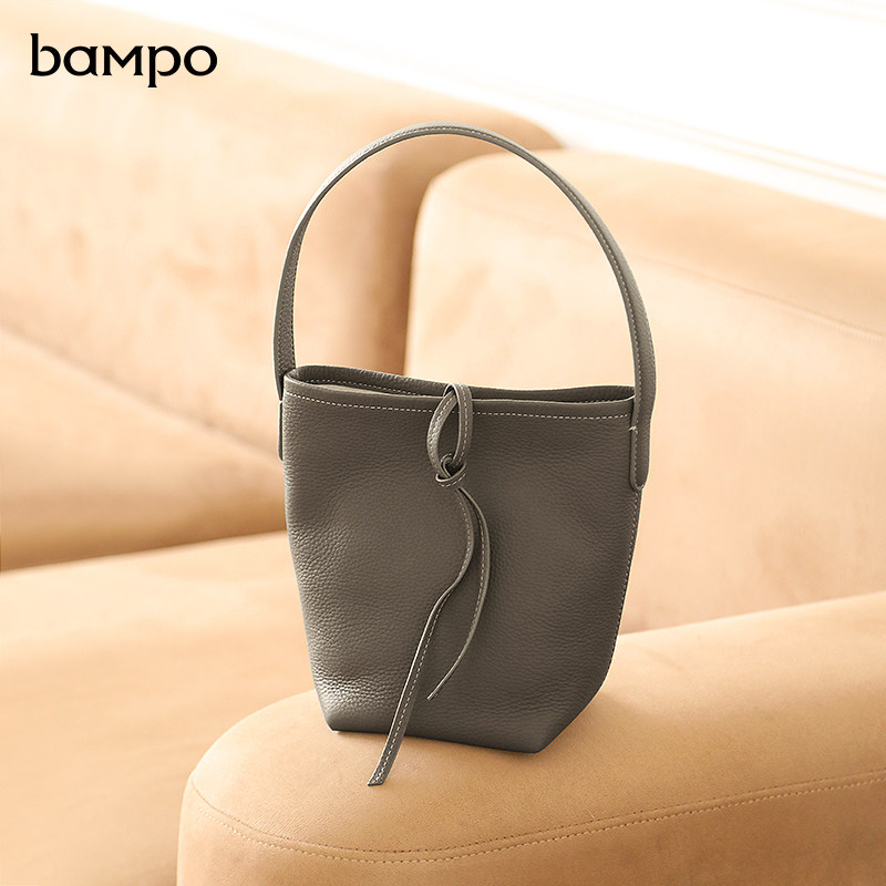 BAMPO半坡头层牛皮水桶包秋季新款专柜质感软包大容量手提包女包,淘宝优惠券,粉丝福利购,淘宝优惠卷