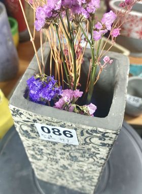 086复古黑花配色高级感粗陶花盆不退换