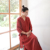 Ma Lin văn học gốc cotton và vải lanh nữ 2019 mùa thu mới màu dệt vải lanh áo khoác dài áo khoác - váy đầm đầm suông váy đầm