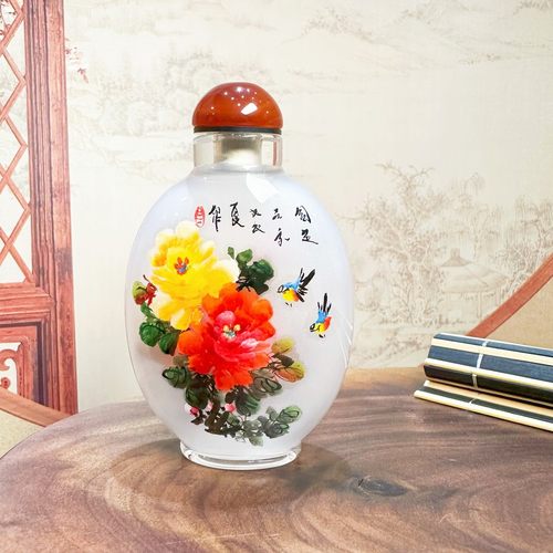 内画鼻烟壶非遗送老外出国礼品外事礼物中国特色工艺品衡水玻璃瓶 - 图0
