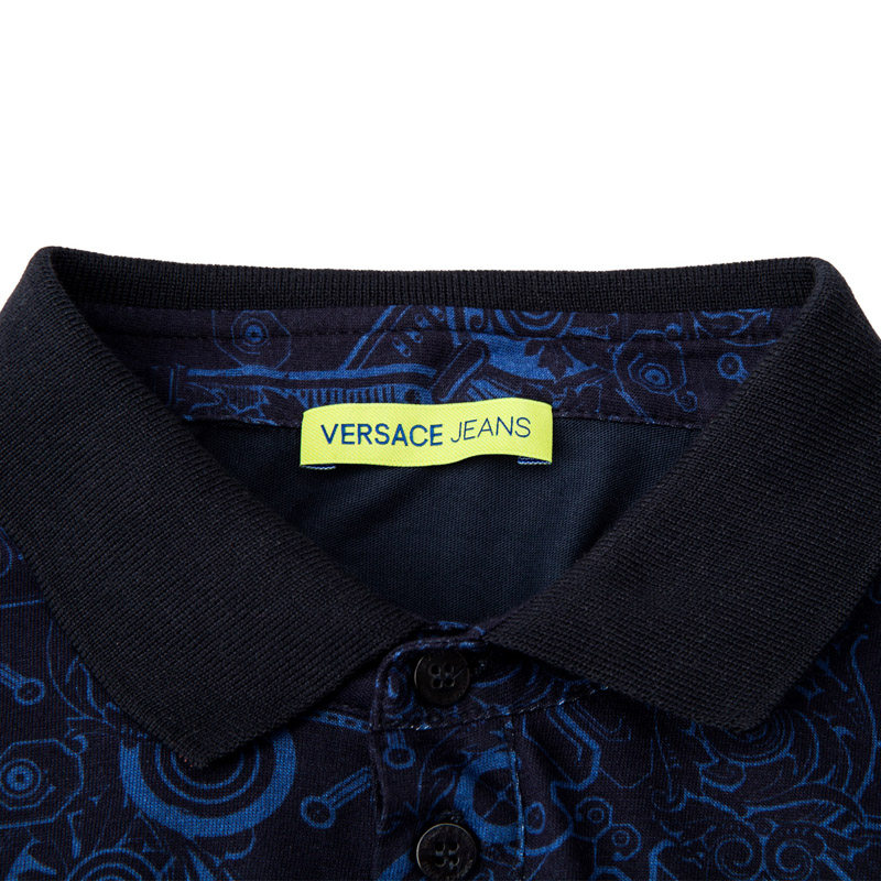 versace jeans深蓝色印花前后t恤 银泰百货精品T恤
