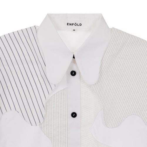 ENFOLD 女士春夏时尚拼接长袖条纹衬衫银泰百货精品  301574 - 图1