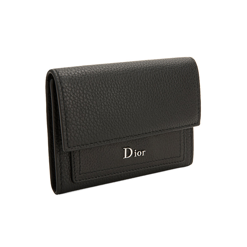 dior homme黑色牛皮材质金属零钱包 银泰百货精品钱包