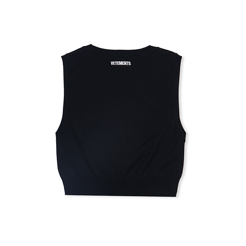 VETEMENTS纯色时尚潮流女士休闲无袖马甲针织背心 301446 - 图2
