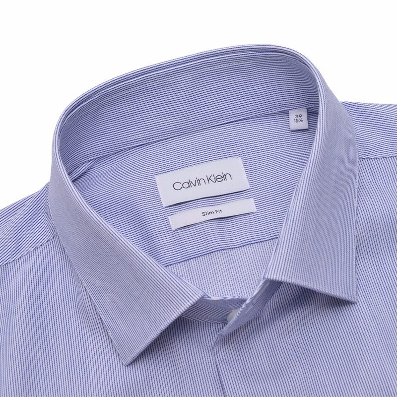 calvin klein条纹压印商务通勤衬衫 银泰百货精品衬衫