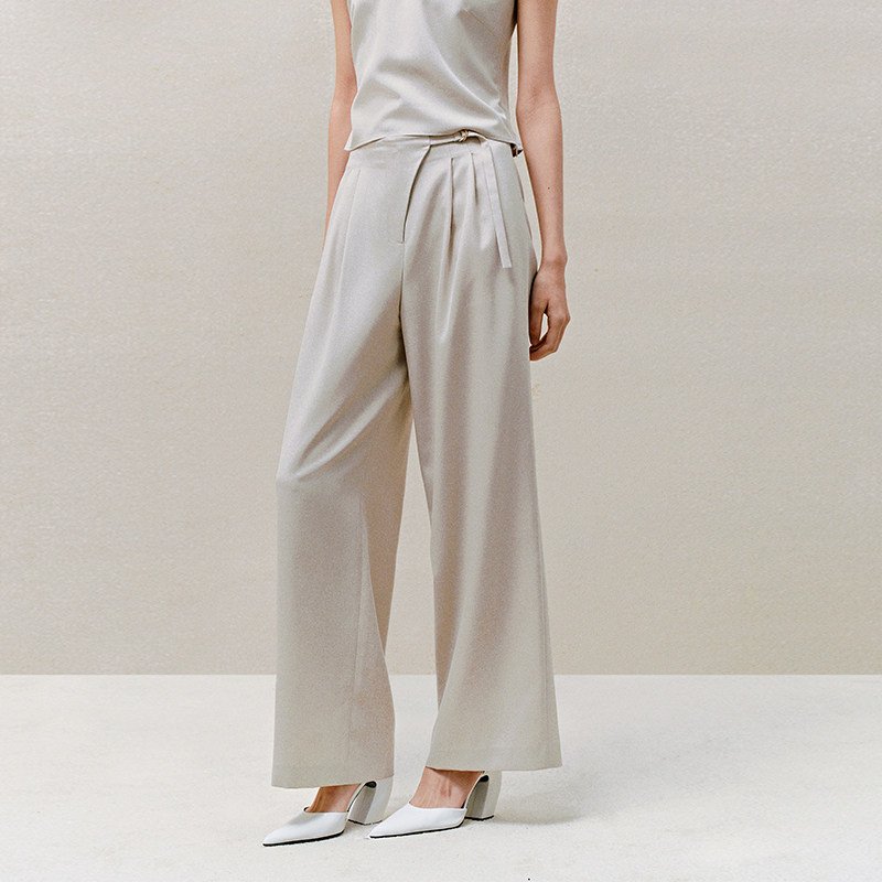 INSPIRE&amp;STORIES春季新款女士米色可调节系带阔腿休闲长裤,淘宝优惠券,粉丝福利购,淘宝优惠卷