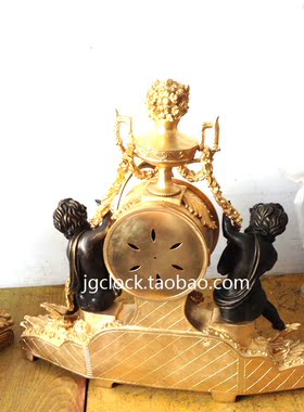 仿古座钟 欧式机械座钟 摆设饰品 软装工艺纯铜坐顽童钟500mm