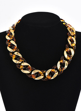 欧美古巴链男款嘻哈风项链费加罗项链亚克力女款夜店嘻哈朋克项链