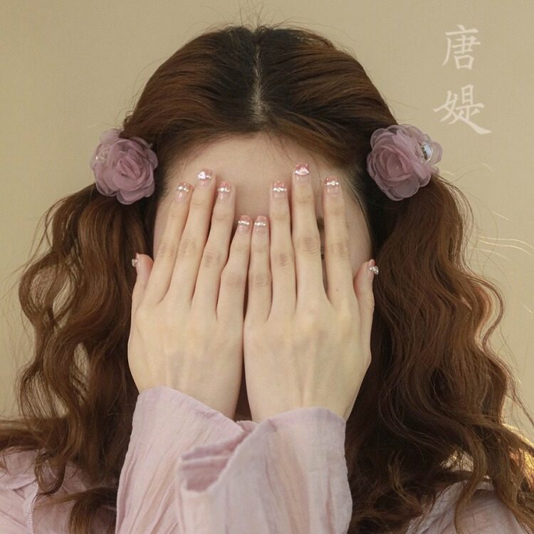 超仙网纱花朵刘海小抓夹2025新款高级感山茶花夹子头饰新中式发夹,淘宝优惠券,粉丝福利购,淘宝优惠卷