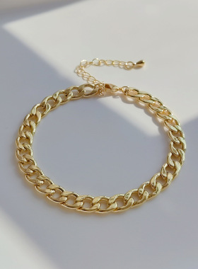 亚马逊欧美波西米亚风时尚铜镀金古巴链多层叠戴串珠天然珍珠手链