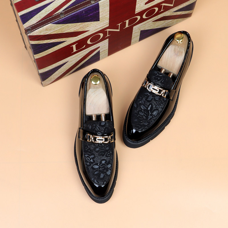 一脚蹬尖头皮鞋男夏季英伦马衔扣套脚懒人乐福鞋内增高漆皮豆豆鞋,淘宝优惠券,粉丝福利购,淘宝优惠卷