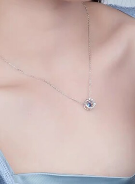 S999足银蓝星项链女跳动的心