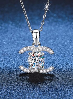 莫桑钻纯银小香风吊坠项链