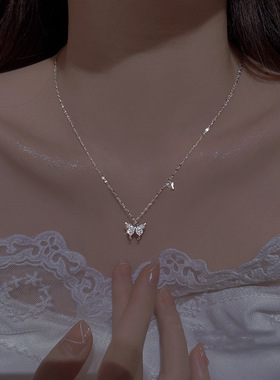 999纯银蝴蝶项链女轻奢小众设计高级感锁骨链送女友闺蜜生日礼物