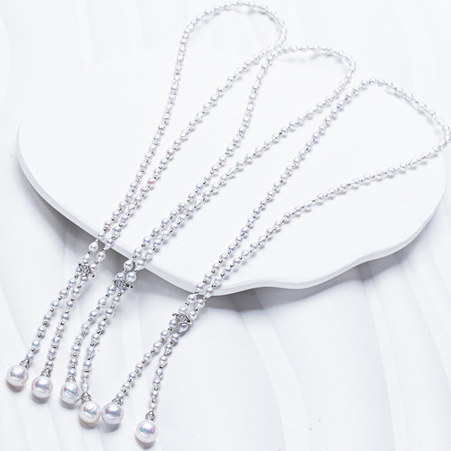 【冰魄】极光淡水巴洛克冷银澳白光多戴款60cm毛衣长项链 - 图0