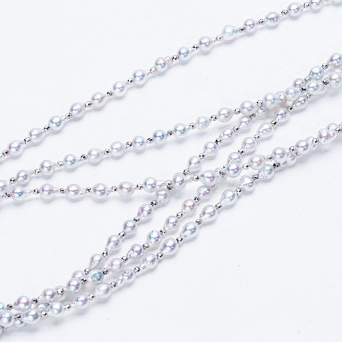 【冰魄】极光淡水巴洛克冷银澳白光多戴款60cm毛衣长项链 - 图2