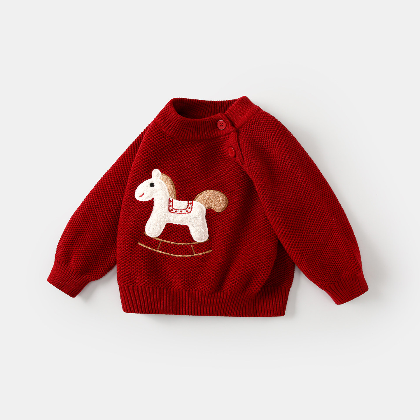 婴儿毛衣秋冬男宝宝红色针织衫加绒男童周岁衣服儿童新年拜年衣服,淘宝优惠券,粉丝福利购,淘宝优惠卷