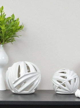简约现代白色镂空圆球软装饰品